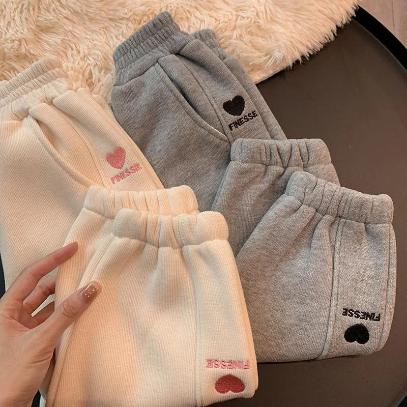 2023 Winter Girls Warm Pants Kids Clothes For Girls Pants Fashion Children Clothing 2-8 Years Autumn Baby Kids Plush Trousers