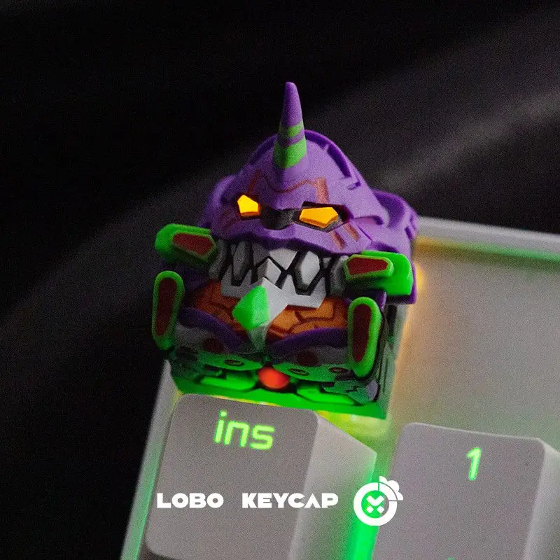 Hot Anime New Century Evangelion Light-Transmitting Keycap Evangelion-01 Evangelion-02 Eva Resin Mechanical Keyboard Toys Gifts