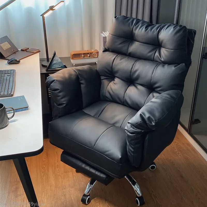 

Leather Boss Chair Home Comfortable Sedentary Computer Sofa Chair Lunch Break Can Lie Lazy Office Business Study Furniture