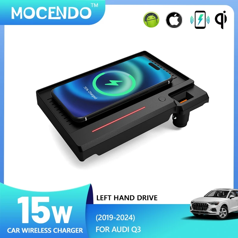 

15W Wireless Charger Fast Phone Charger Charging Panel Phone Holder for Audi Q3 2019-2024 LHD