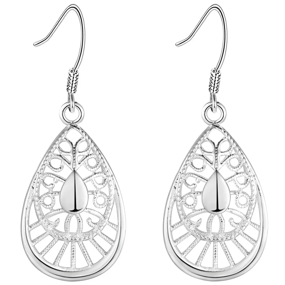 Meistverkaufte 925 Sterling Silber Vintage-Ohrringe Hochwertige Modeschmuck Weihnachtsgeschenk Geschnitzte Wassertropfen – Detail 1