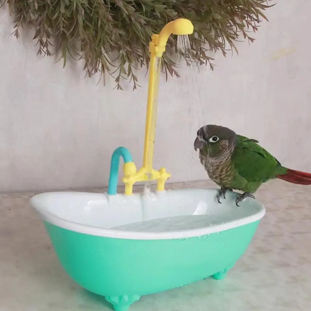 Parrot Automatic IntelligentBath Bird Shower Bathtub Blue AccessoriesHousehold Plastic Parakeet Supplies AccessoryBird Cage