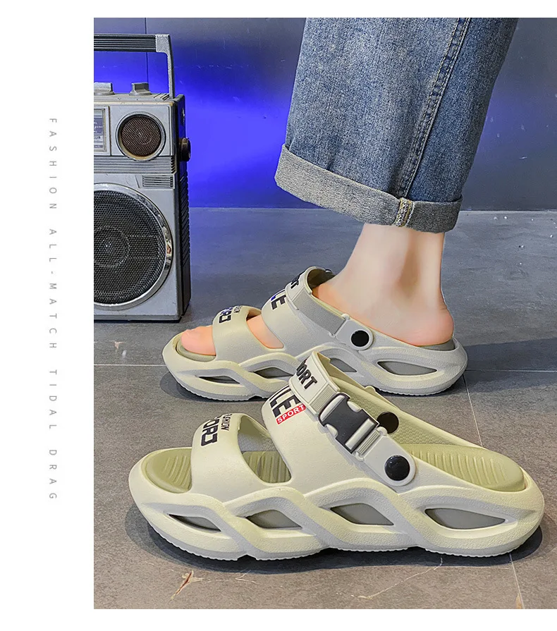 Herren-Sommer-Outdoor-Sandalen – Rutschfeste, geruchsabweisende Freizeit- und Fahrersandalen, ultraweiche Cloud-Comfort-Strandslipper für Herren – Detail 11