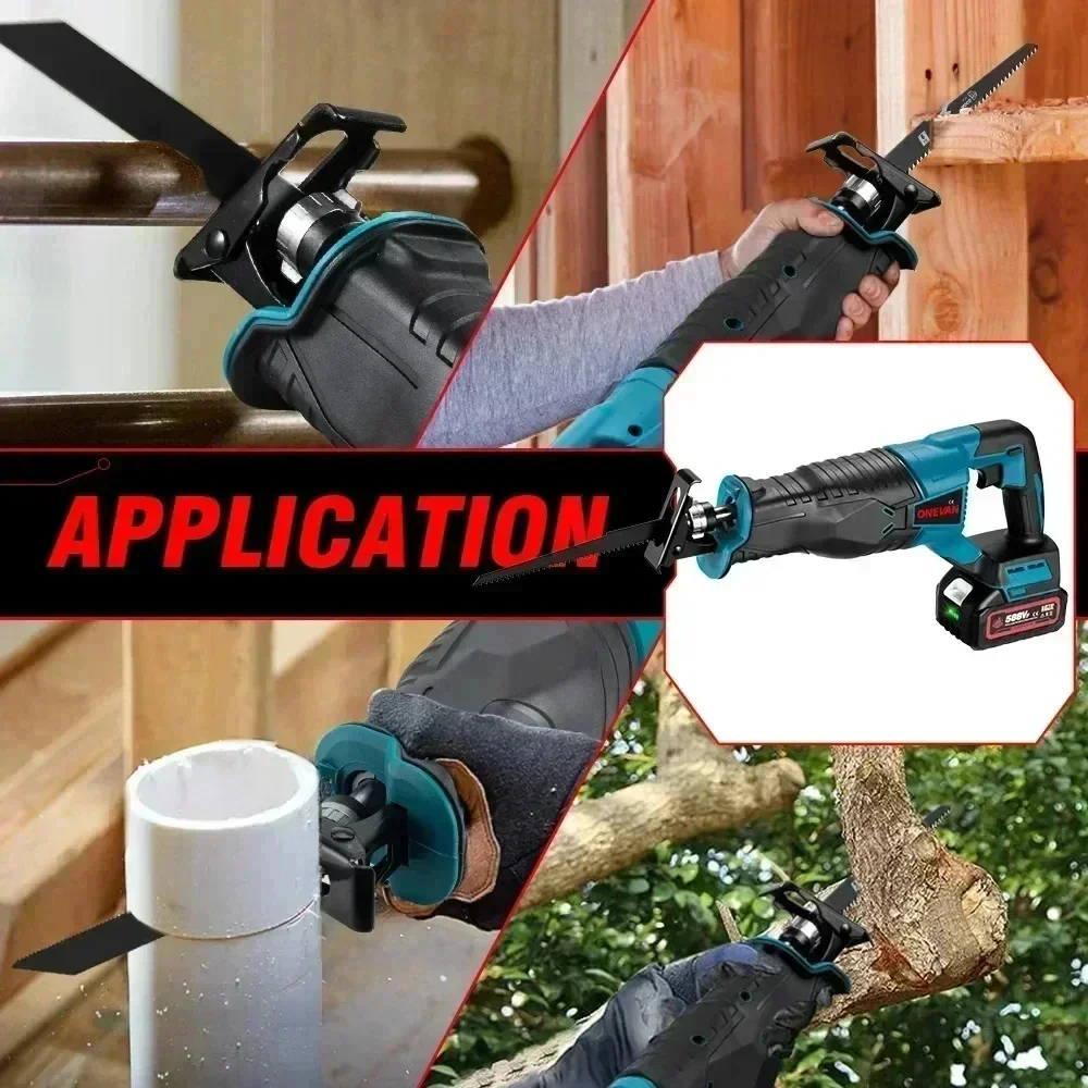 10000SPM Electric Reciprocating Saw Cordless Rechargeable Multifunction Saw Metal Wood Cutting Tools For Makita 18V Battery