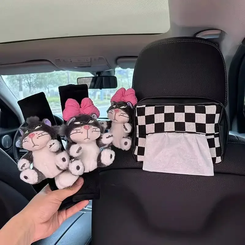 

Люси Кот для мужчин и женщин, милый забавный креативный мультяшный плюшевый кукла, украшение для автомобильного ремня безопасности, удобный чехол на плечо на Рождество