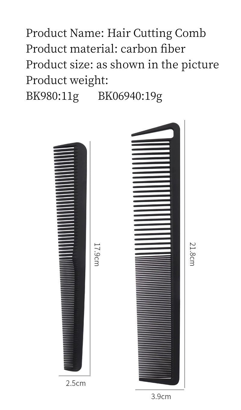 Carbon Faser Haar Schneiden Kamm Coiffeur Professionelle Barber Kämme Hohe Temperatur Widerstand Friseur Friseur Pinsel – Detail 10