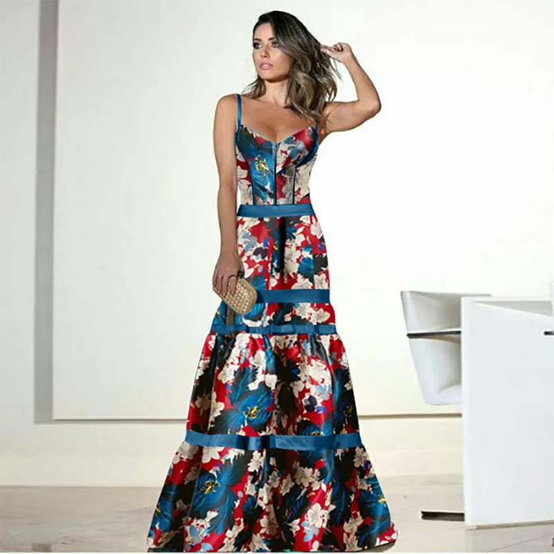 Abend party Kleider Frauen Natur seide Kleid Retro Blumen druck Maxi kleid Damen Riemen plissiert übergroße Kleid Vestidos