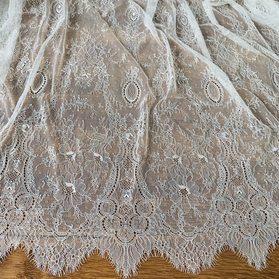 150CM Soft Quality Subtle Thin Flowy Elegant French Chantilly Lace Wedding Veil Lace Bride Lace Sewing Accessory 3 Meters Long