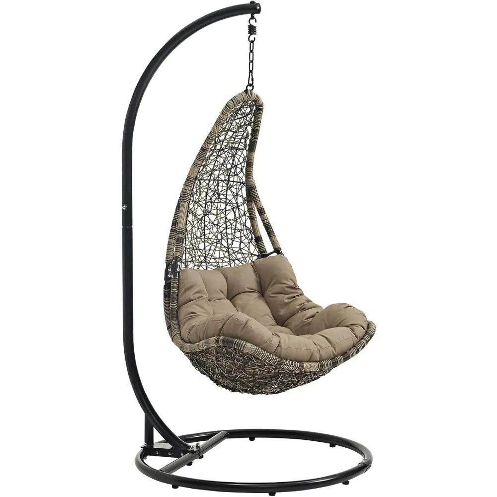 

Outdoor Patio Porch Lounge Swing Chair Set With Stand In Black