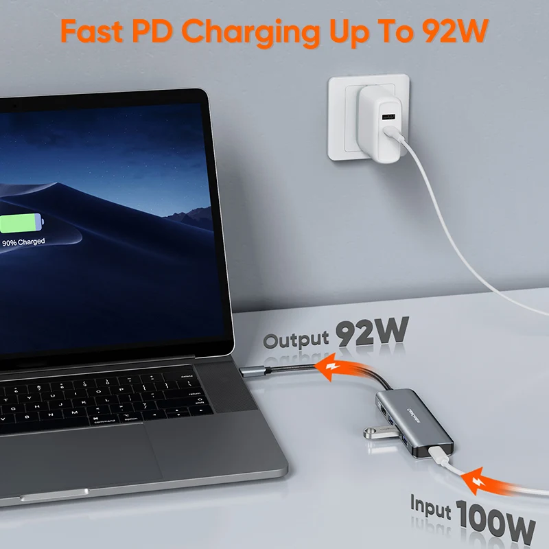 Imagem -04 - Usb tipo c Hub Pd100w tipo c para Hdmi 4k 60hz Usb3.0 Adaptador 5gbps para Macbook ar Ipad Pro m1 pc Acessórios Usb c Divisor