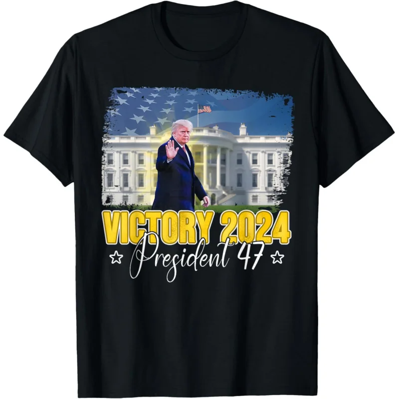 

Donald Trump Victory 2024 President 47 Patriotic Election T-Shirt Men's and Women's Loose