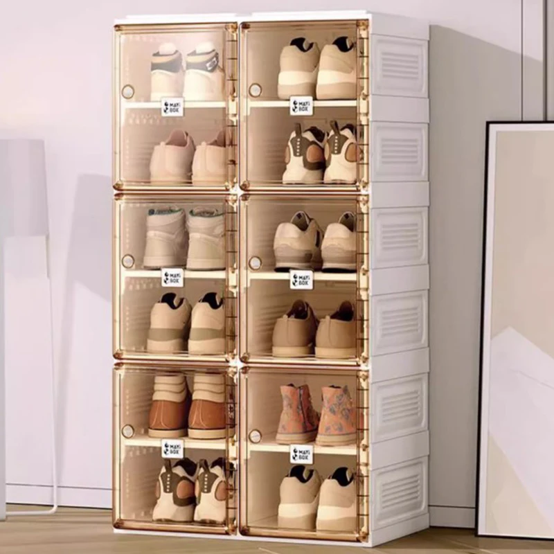 Folding Plastic Shoe Cabinet Modern Transparent Dust Proof Shoe Cabinet Nordic Vertical Organizador De Zapatos Furniture