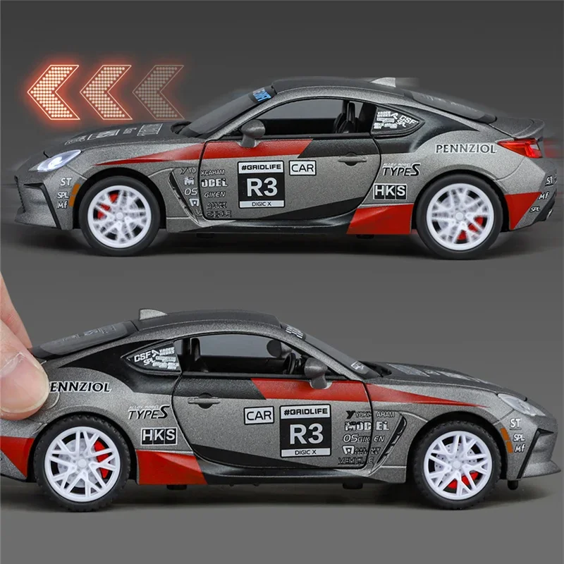 1/32 toyota gr86 liga modelo de carro esportivo diecasts pista de metal veículos de corrida modelo som e luz simulação crianças brinquedos presente