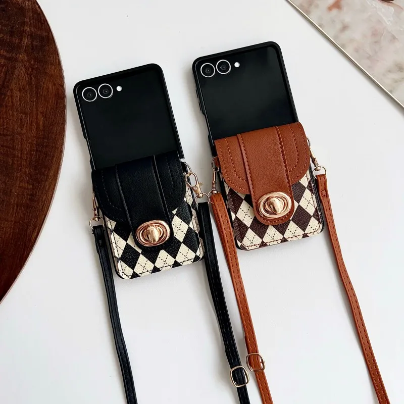Diamant-Kartenhalter-Hülle mit Trageriemen für Samsung Galaxy Z Flip 7 8 6 5G ZFlip7 Flip7 – Stoßfeste Crossbody-Schutzhülle mit Umhängekordel – Detail 2