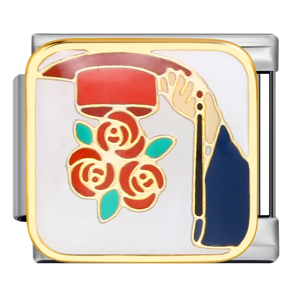 Trendiger italienischer Gliederanhänger für 9mm Armbänder aus Edelstahl, DIY-Schmuck zur Herstellung von Abschlusskappen-Schmuck für Damen und Herren – Detail 4