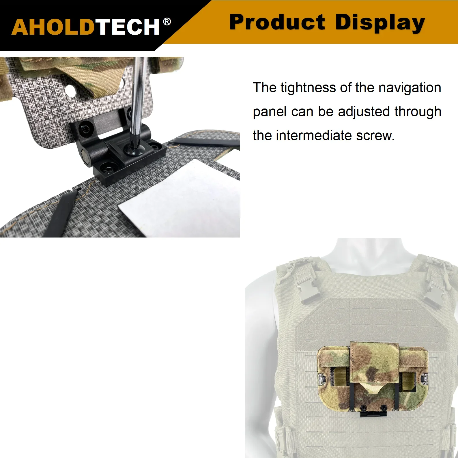 Aholdtech Lightweight Tactical Navigation Plate Chest Hanging Mobile Holder Vest Accessories Outdoor Folding Plate