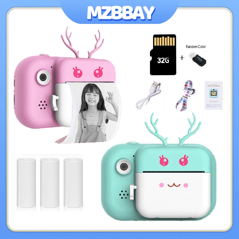 Children's Mini 1080P HD Digital Camera Toy Multifunctional Thermal Print Camera Parent-Child Interaction Selfie Camera Toy Gift