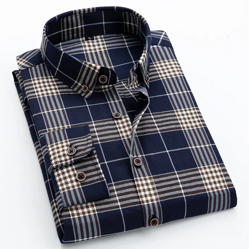 2023 Spring and Autumn New Classic Fashion Trend Plaid Shirt Men\'s Casual Comfortable Breathable Large Size Long-Sleeved Shirt