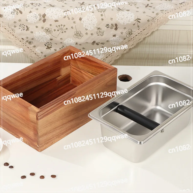 Stainless steel coffee powder bucket slag  slot coffee utensils square semi-automatic coffee machine slag tapping