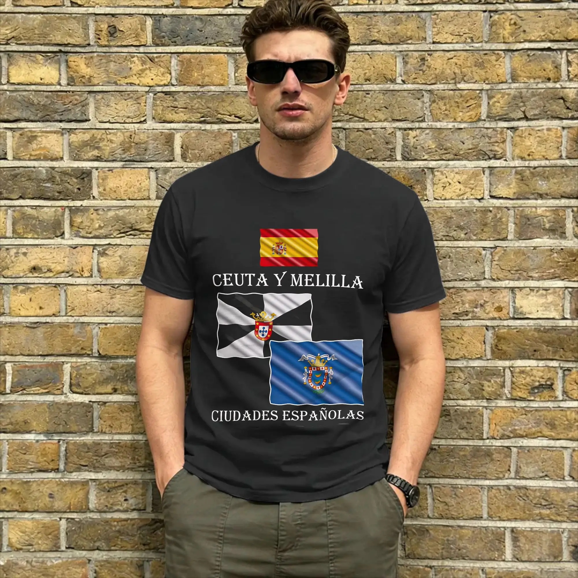 Men Ceuta and Melilla  T Shirt Two Spanish Cities Cotton Clothes Awesome Short Sleeve Round Collar Tees Birthday Present T-Shirt