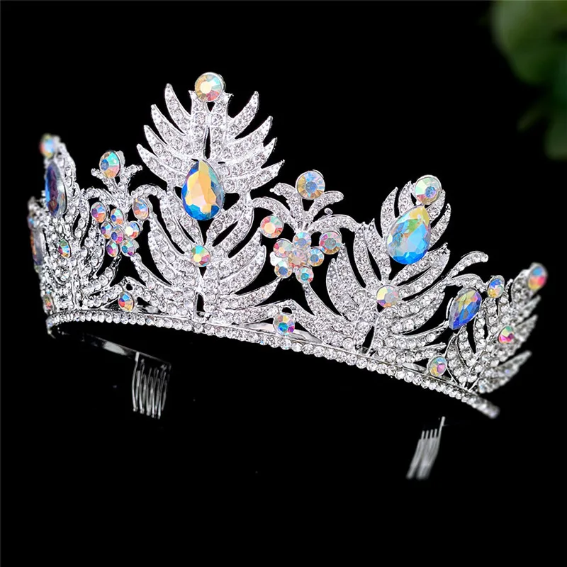 CC Queen Crown Wedding Accessories Bridal Haedbands Engagement Hair Ornaments Women Headdress Leaf Shape Pageant Coronets YQ279