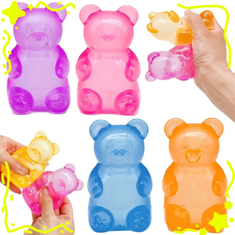 Y7ute Bear Nee Doh Maltose Squishy Toy Dough Colorful Sensory Toy Creative Desk Decoration Stress Relief Doll Squeeze Fidget Toy