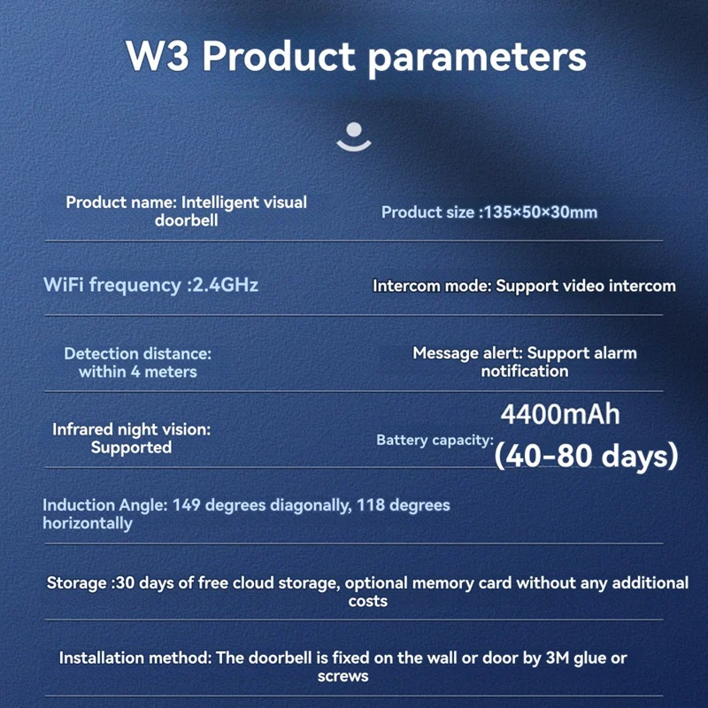 Wireless WIFI Doorbell Video Intercom Door Bell With Camera 2MP Smart Home For Security Protection PIR Motion Detection