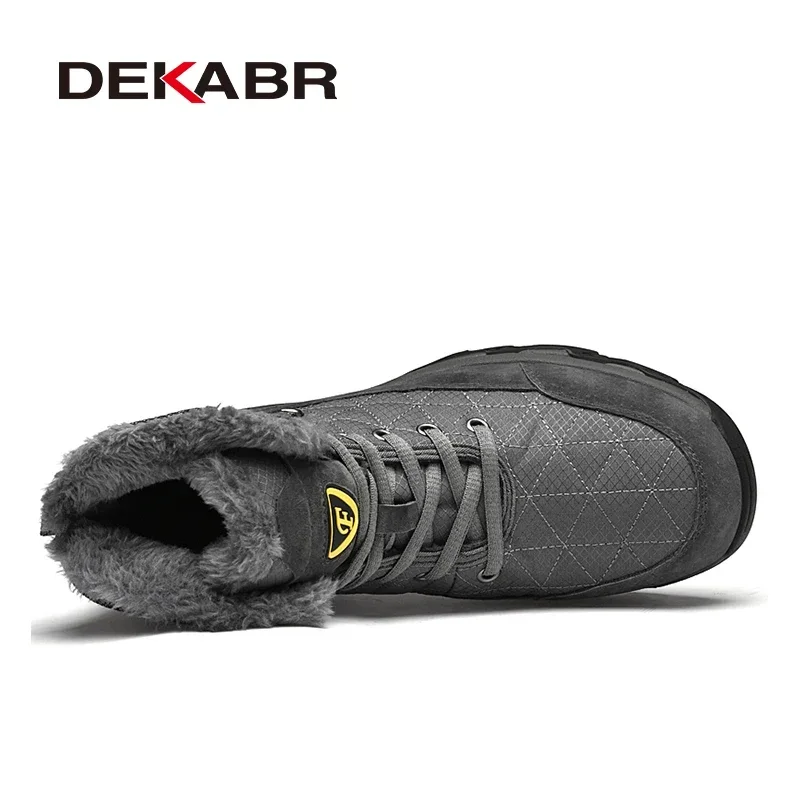 DEKABR Winter Snow Boots Men Thick Fur Super Warm With Lace Up Men\'s Soft Waterproof Ankle Boots Casual Wear-Resistant Men Boots