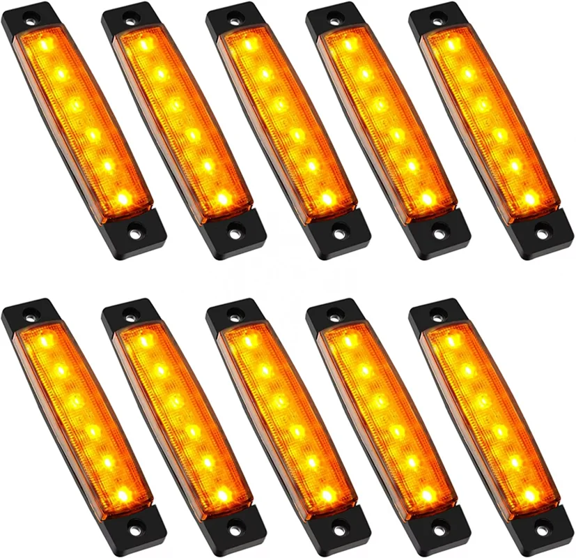 

10PCS LED Marker Lamp Truck Side Lights 6LED Car Indicator Signal Lamp Front Rear Side Marker Lights for Trailer Light RV Bus