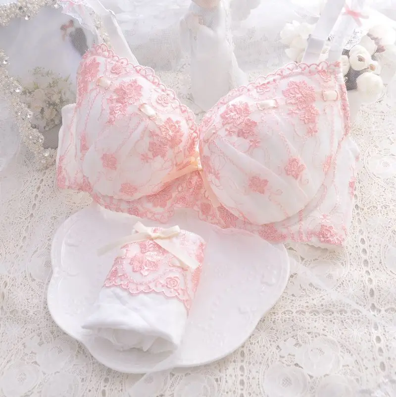 Japanese Style Super Cute Bra & Panties Set Soft Sister Underwear Sleep Intimates Set Sweet Kawaii Lolita Oversized 2 Colors