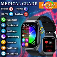 2024 New Nfc Smart Watch Men Medical Grade Watches Ecg Ip68 Waterproof Blood Glucose Oxygen Lipid Health Calls Smartwatch Ledies