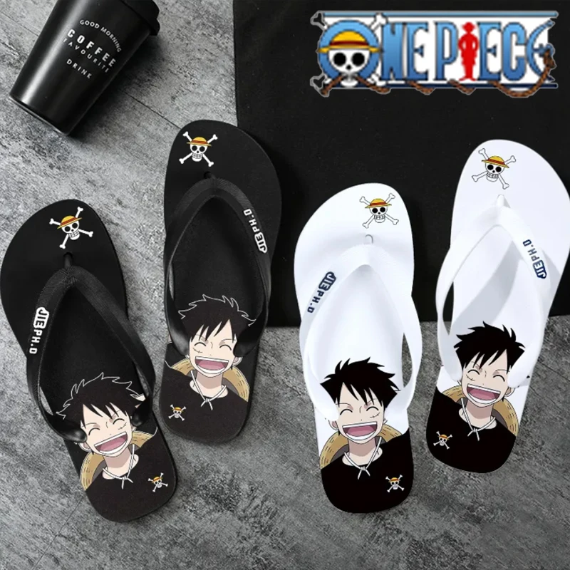 

One Piece Luffy Zoro Anime Cartoon Flip-Flops Non-Slip Clip-On Summer Couple Sandals Outdoor Daily Creative Cartoon Slippers