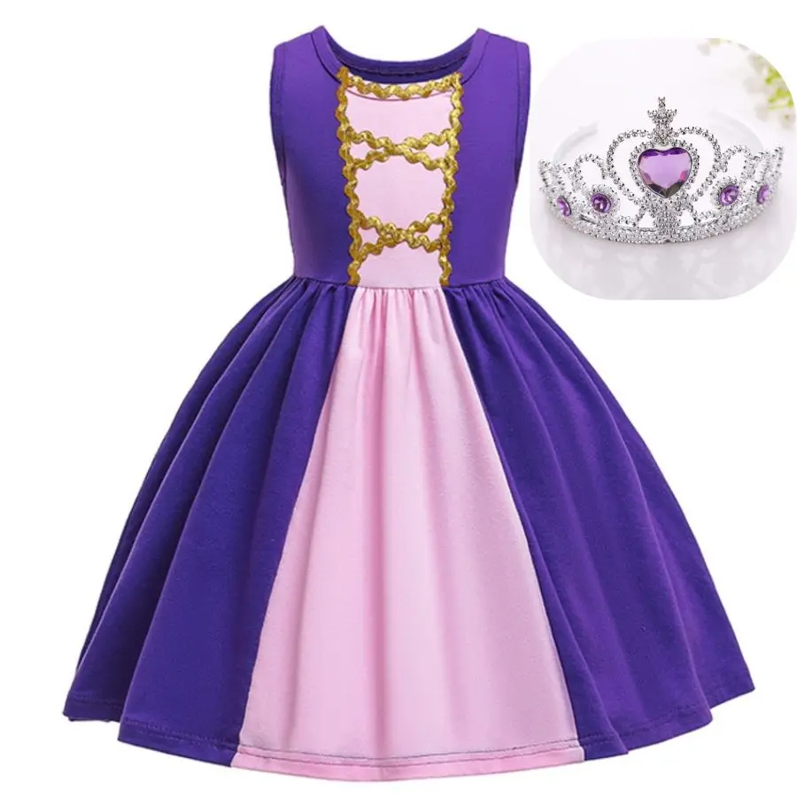 Mädchen Sommer Lila Prinzessin Sophia Kleid Kleinkind Baby Kinder Kleidung Lässige Party Kleider Und Krone