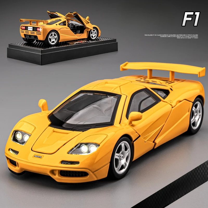 

Моделирование 1/32 McLaren F1 Supercast, модель автомобиля из сплава, звук и свет, игрушечные транспортные средства, детская подарочная коллекция для мальчиков, миниатюрная Voiture