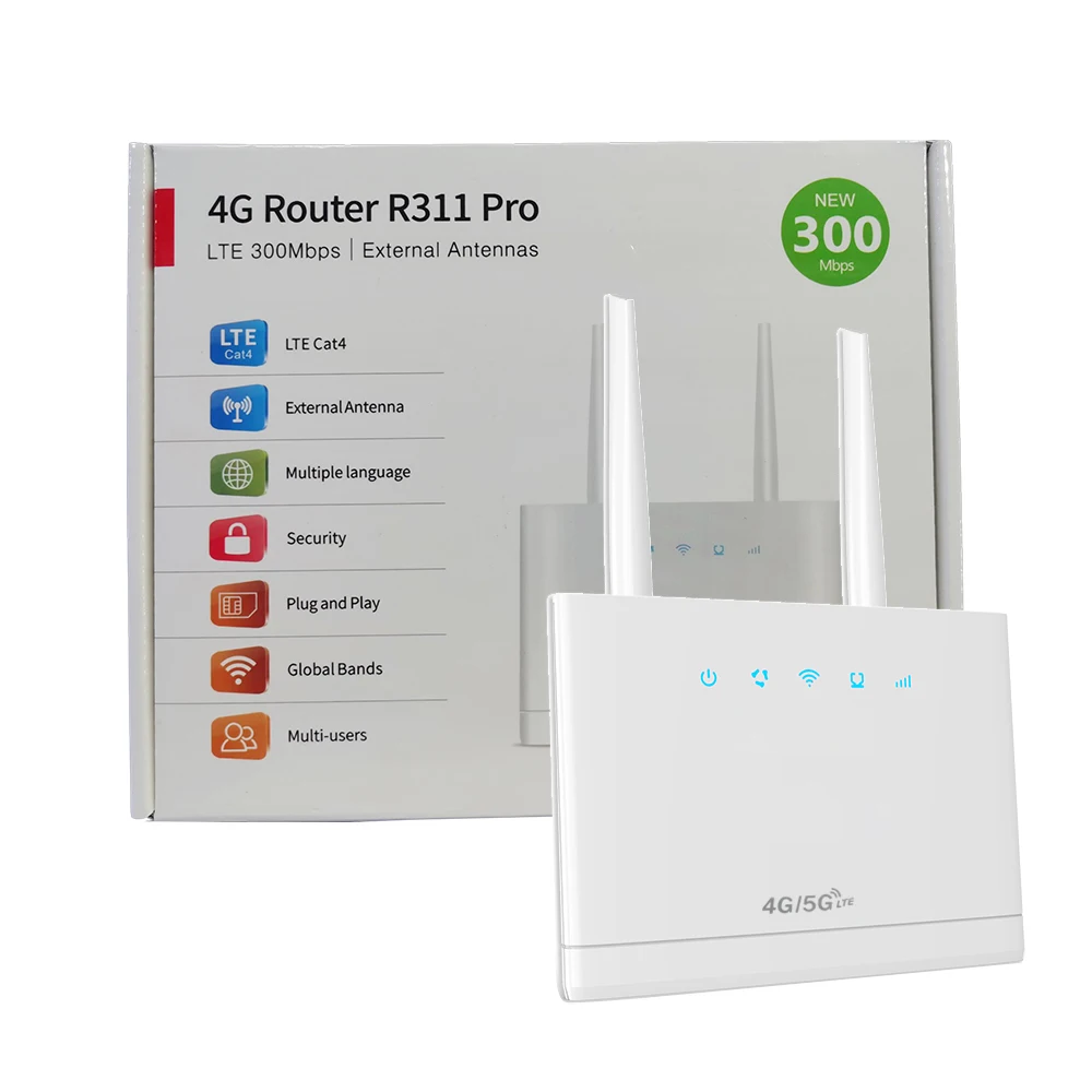 4G LTE CPE Router 150Mbps Wireless Router Dual External Antennas 4G Wifi Modem With RJ45 Port and Sim Card Slot For Home