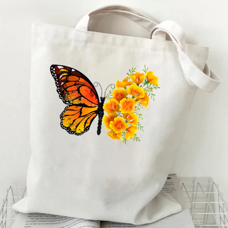 Sunflower Butterfly Women\'s Handbag Purse Fashion Shoulder Bag Eco Large Capacity Shopping Tote Beach Bag Students Schoolbag