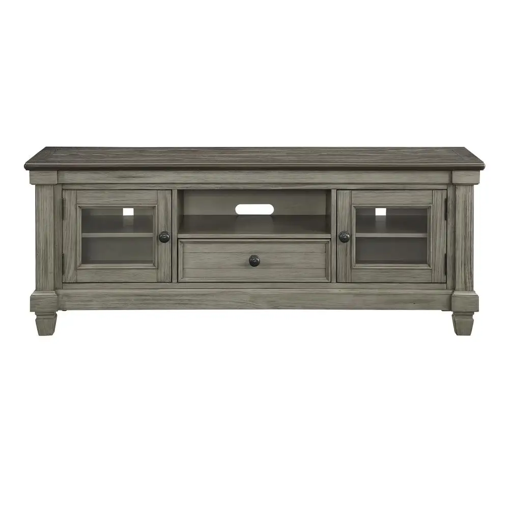 

64 Inch TV Stand Wooden Console Table with Drawer Storage Cabinets Antique Gray Coffee Finish
