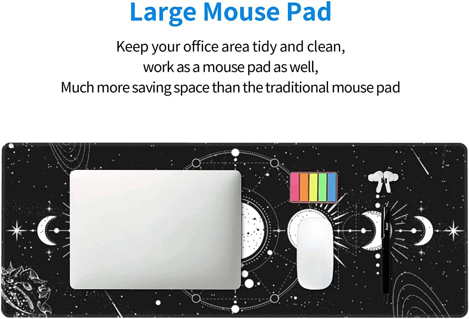 Dreamcatcher Moon Gaming Mouse Pad XL Large Non Slip Rubber Mousepad Stitched Edges Desk Pad Long Extended Mice Pad 31.5X11.8 In