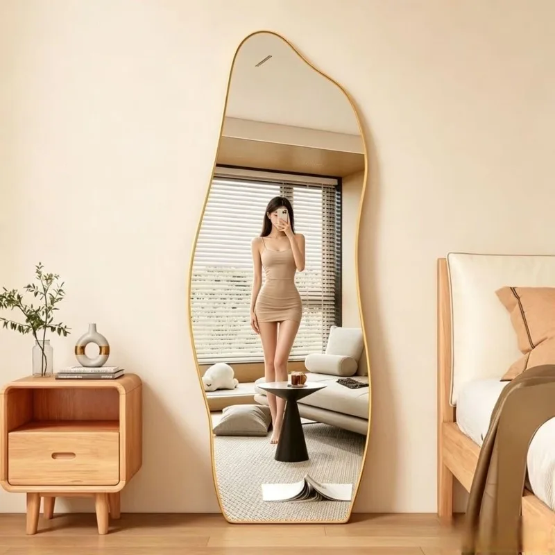 Asymmetrical Full Body Mirror Standing Decoration Items Modern Aesthetic Mirror Standing Irregular Espelhos Home Decorations