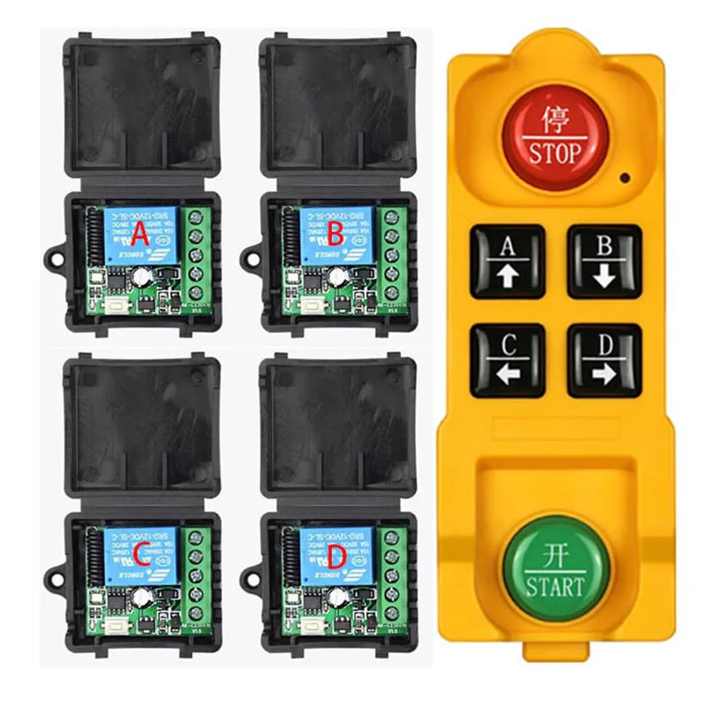 433MHZ Ndustrial DC 12V 1CH 10A RF Sakelar Remote Control Nirkabel Penerima Radio dengan Remote Kontrol Jarak Jauh 20-2000M