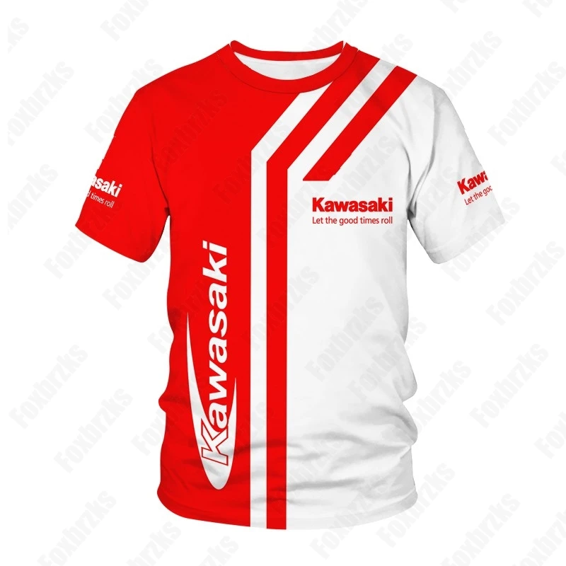 New Summer Kawasaki Team Motorcycle Riding T-Shirt Locomotive Factory Suit Racing Motorcycle 3D Printing KID/Adult Training Suit