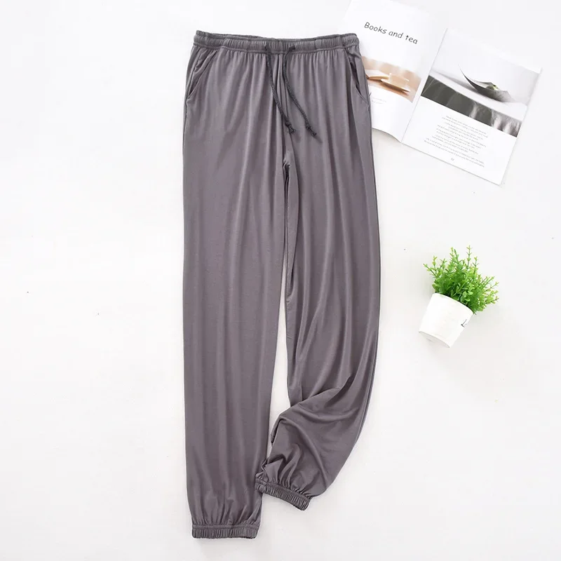 Pijamas japoneses para hombre, pantalones de modal para el hogar, pantalones cónicos elásticos sueltos, pantalones de pijama de talla grande,