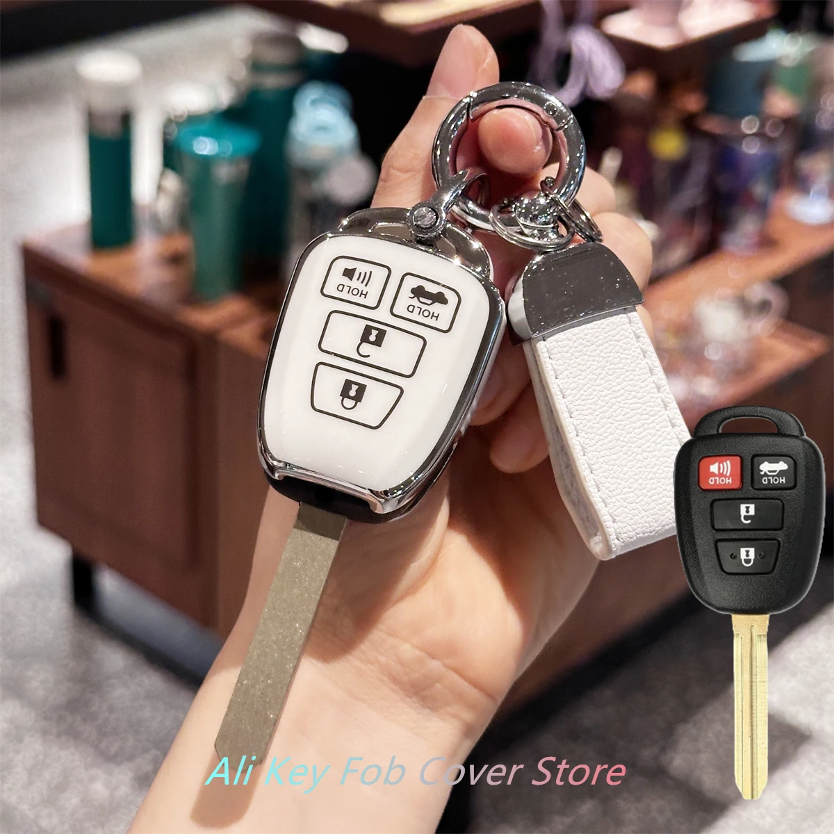 Key Fob Cover with Keychain Lanyard for Toyota Corolla 2014 2015 2016 2017 2018 2019 Camry 2014-2017 Tacoma 2016-2018