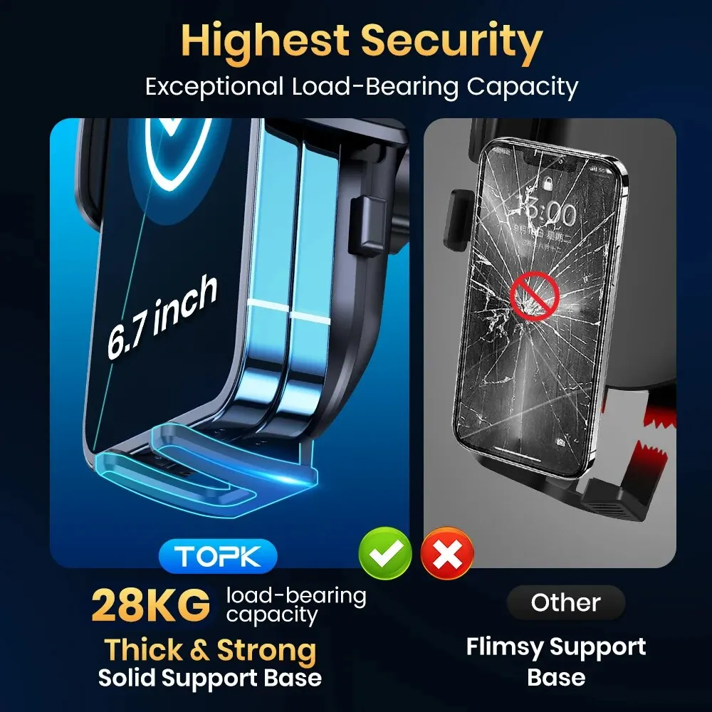 TOPK Cell Phone Holder for Car,Phone Mount Dashboard Windshield for iPhone 14 13 12 11 Pro Max,Samsung Galaxy S20+ S10 Note Plus image 2
