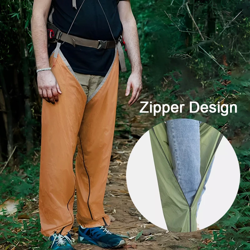 20D Split Rain Trouser Leg Zipper Sleeves Design Ultra Lightweight Waterproof Pants Outdoor Travel Camping Hiking Accessories