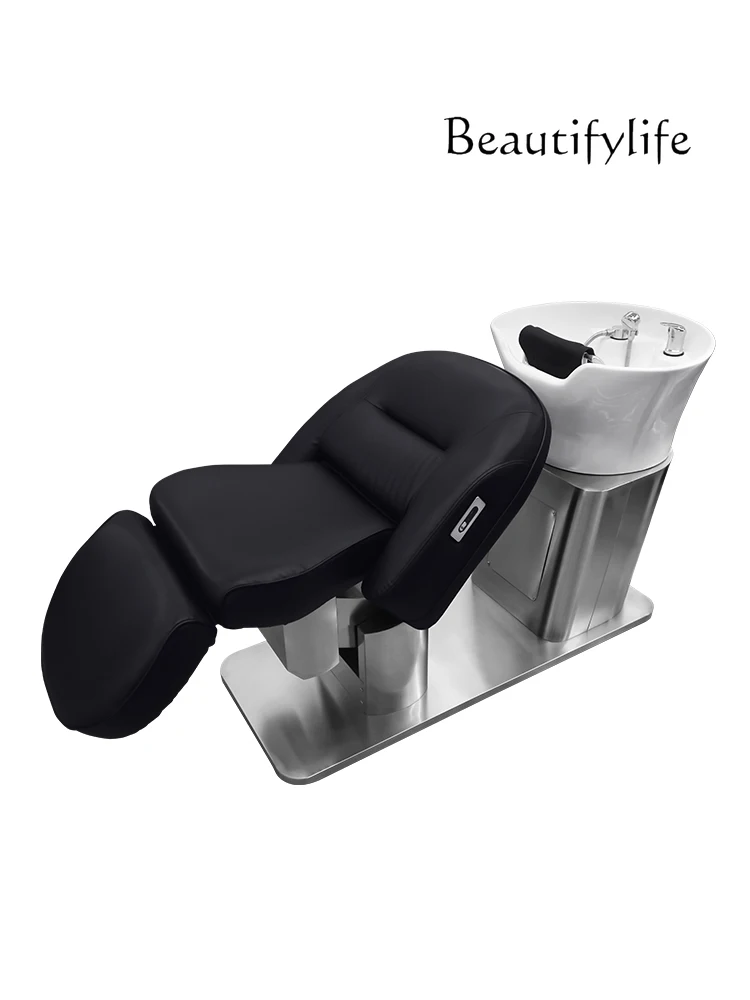 Internet Celebrity Electric Adjustable Barber Shop Shampoo Chair Special High-End Ceramic Basin Hair Salon Half Lying