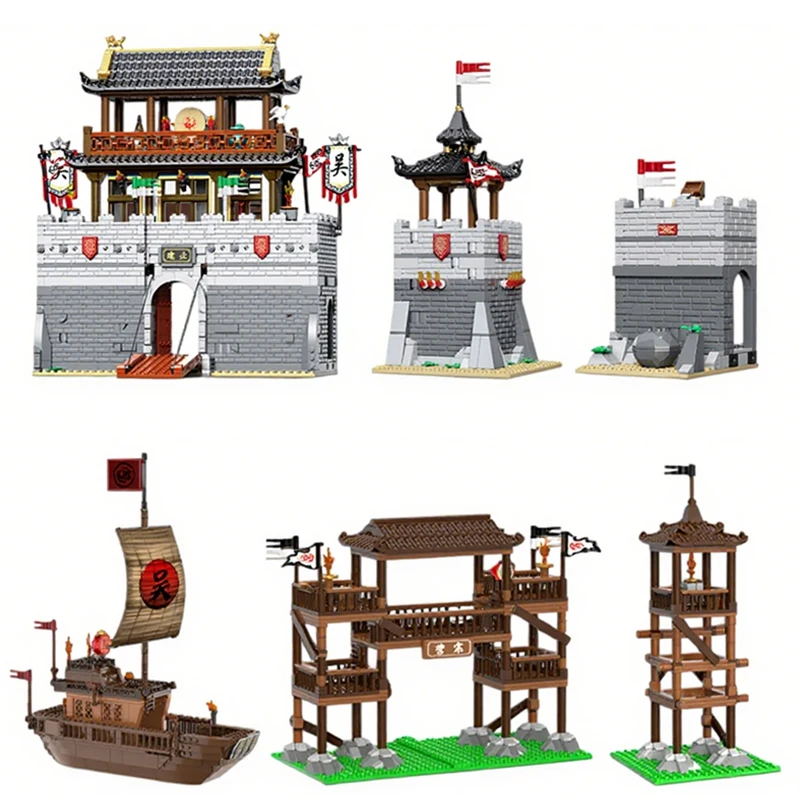 

Конструктор DECOOL «Три царства»: Смотровая вышка, древний город, военные корабли, военные блоки, игрушки для мальчиков, подарки для детей