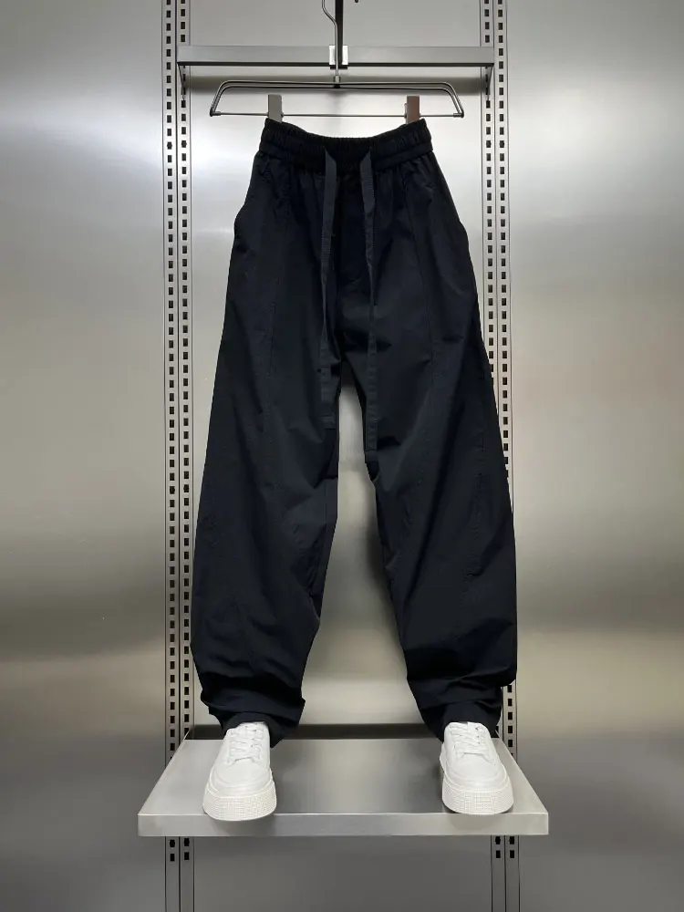 メンズ夏快適な通気性冷感カジュアルパンツストレートレッグルーズフィット作業服ズボントレンディなハーランパンツ