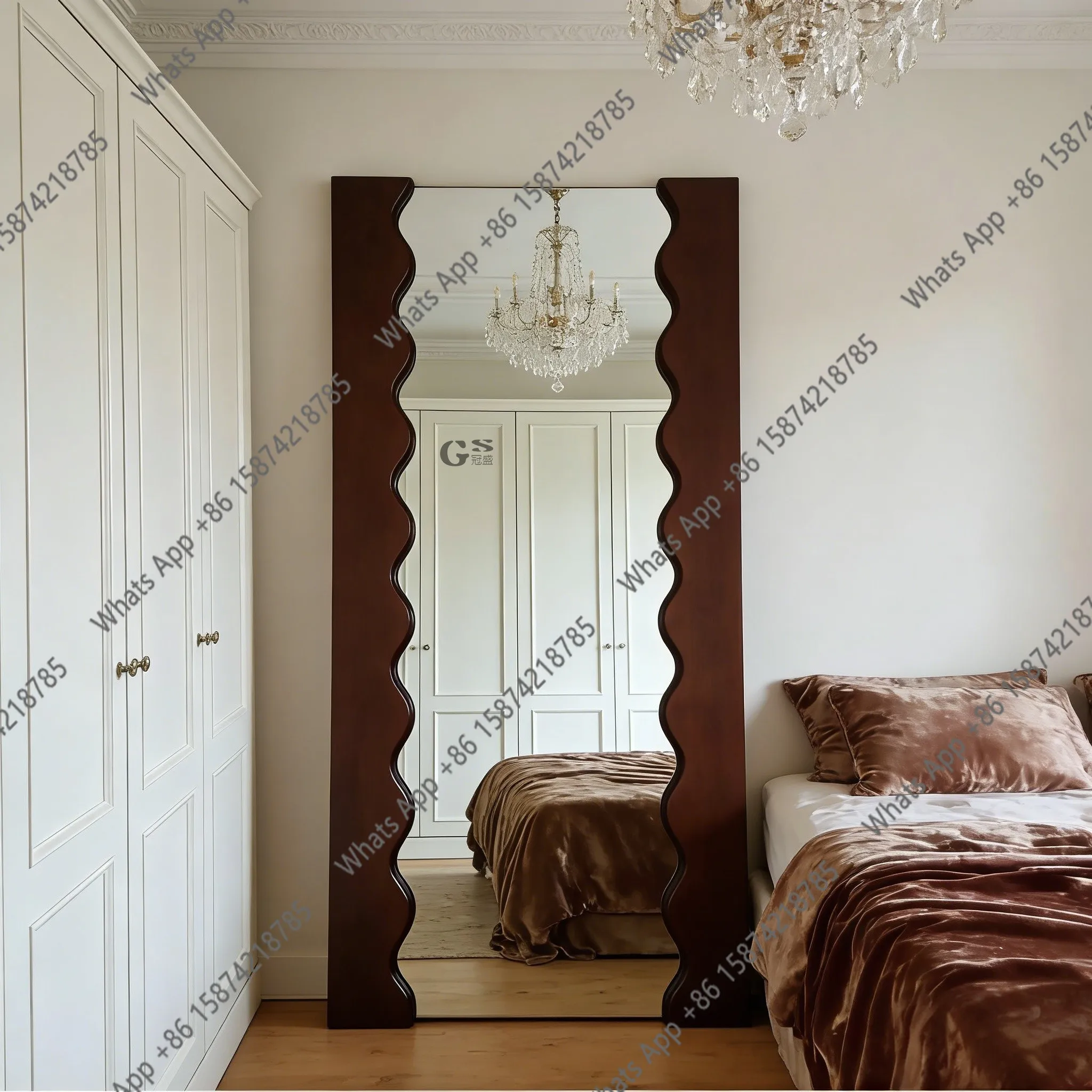 

P American Retro Full-length Mirror, Bedroom Light Luxury, Second-hand Floor Mirror, Cloakroom Dressing Mirror