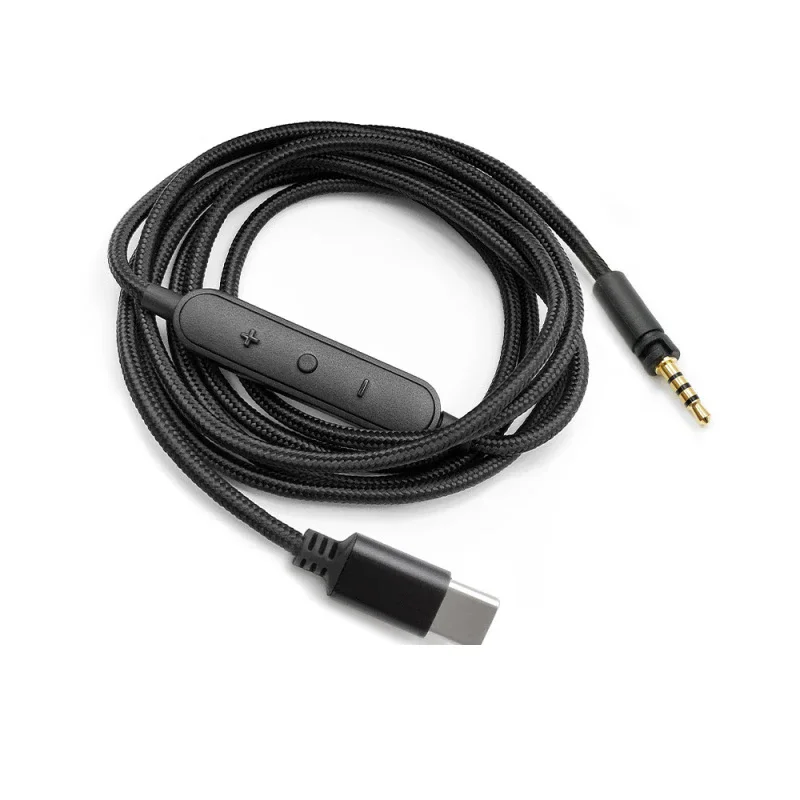 Cable de Audio tipo C de 1,5 M, repuesto para Sennheiser Momentum HD400 HD4.30 HD4.40 HD 4.50BTNC, volumen ajustable, negro
